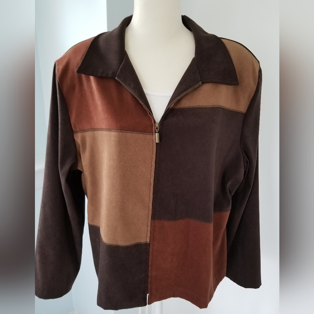 Microsuede Block Pattern Jacket - Picture 2 of 8